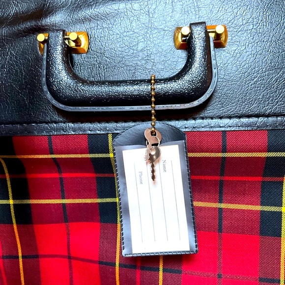 Mid Century 50s Vintage Hanging Red Tartan Plaid Luggage Garment Bag - Picture 5 of 15